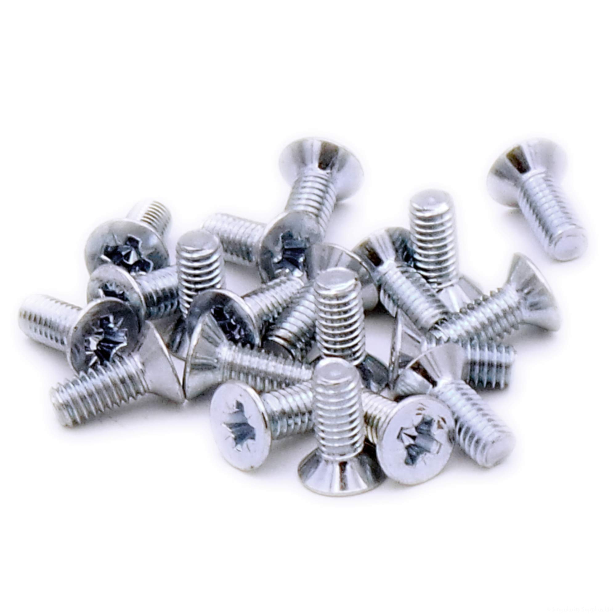 Singularity Supplies Silver M4 (4Mm X 10Mm) Pozi Countersunk Machine Screw (Bolt) - Steel (Pack Of 20)
