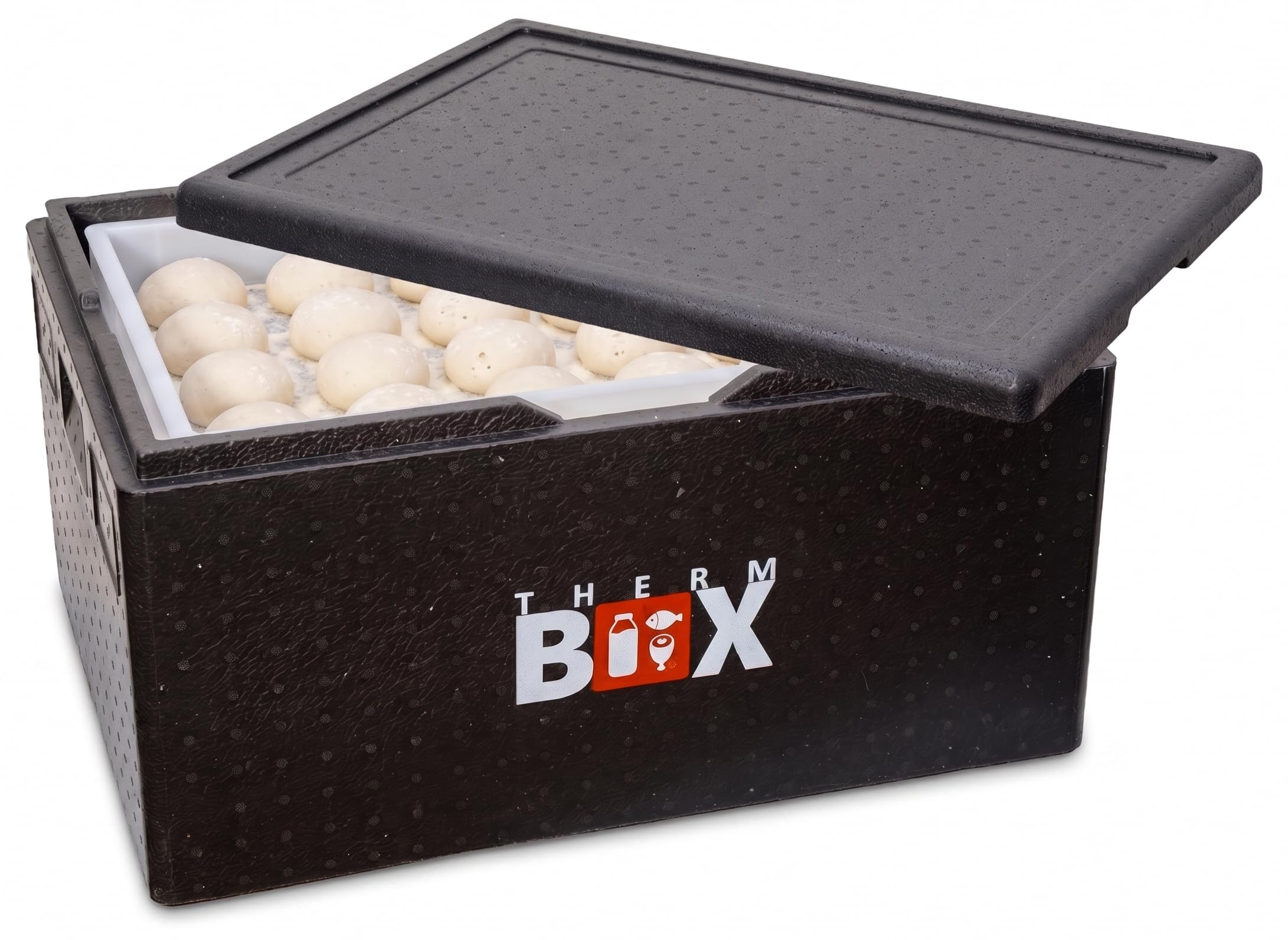 THERM BOX B80 Gärbox für Teig Styroporbox 80 Liter Innen 62,5x42,5x30cm Wandstärke 3cm Thermobox Isolierbox Kühlbox Warmhaltebox Wiederverwendbar