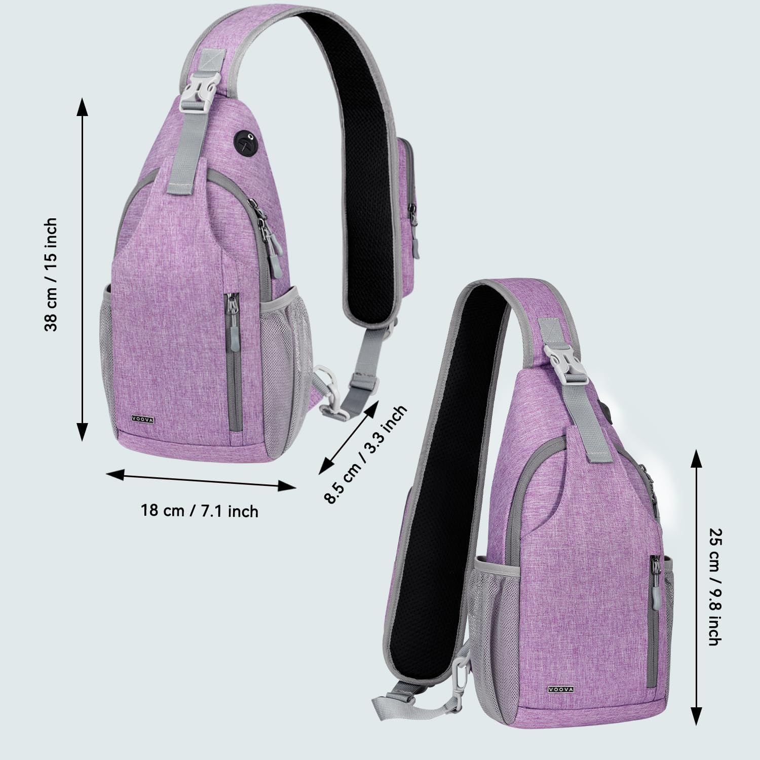 Voova Crossbody Sling Backpack Sling Bag for Men Women, Travel Hiking Chest Bag Daypack, Small over the Shoulder Backpack - Image 5