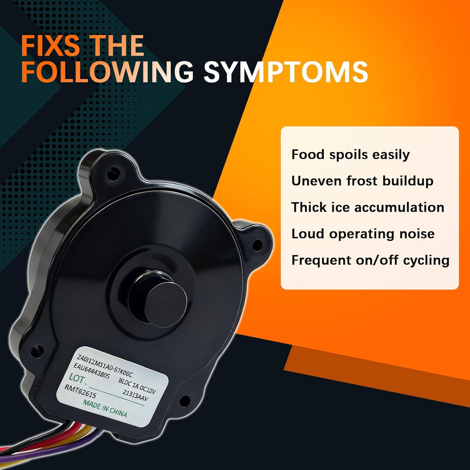 EAU64843805 Condenser Fan Motor, Compatible with l-g Refrigerator & Fridge, Replacement EAU65058502, AP6992868, PS16223525 and EAP16223525, EAU64843805 Refrigerator Evaporator Fan Motor, DC 12V 1A