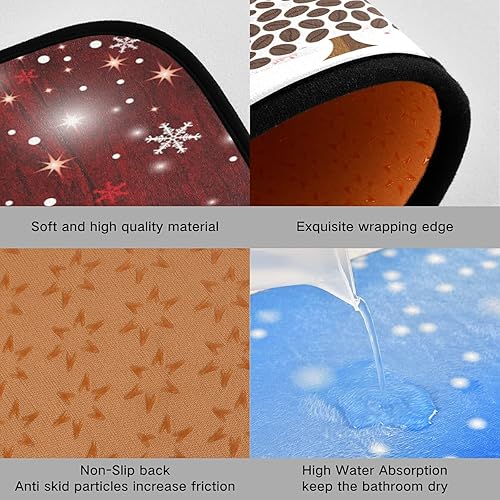 Miniatura 2 de Juego de 2 alfombras y tapetes de cocina rojos con árbol de café de Navidad, antideslizantes, lavables, juego de 2 para cocina, sala de estar,