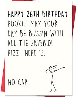 26th Birthday Card,26th Birthday Decorations & Gifts for Men Women Husband Wife Boyfriend Girlfriend Coworker Friend,Funny 26 Year Old Birthday Gifts with Gen Z Slang Meme-Inspired Design
