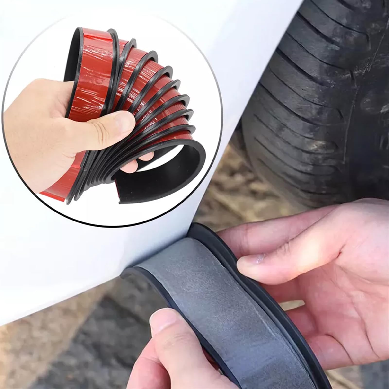 Protezioni Universali Parafango 1,5m 4 Pezzi Autoadesive Estensione Parafango Allargamento Passaruota PVC Coperture Ruota