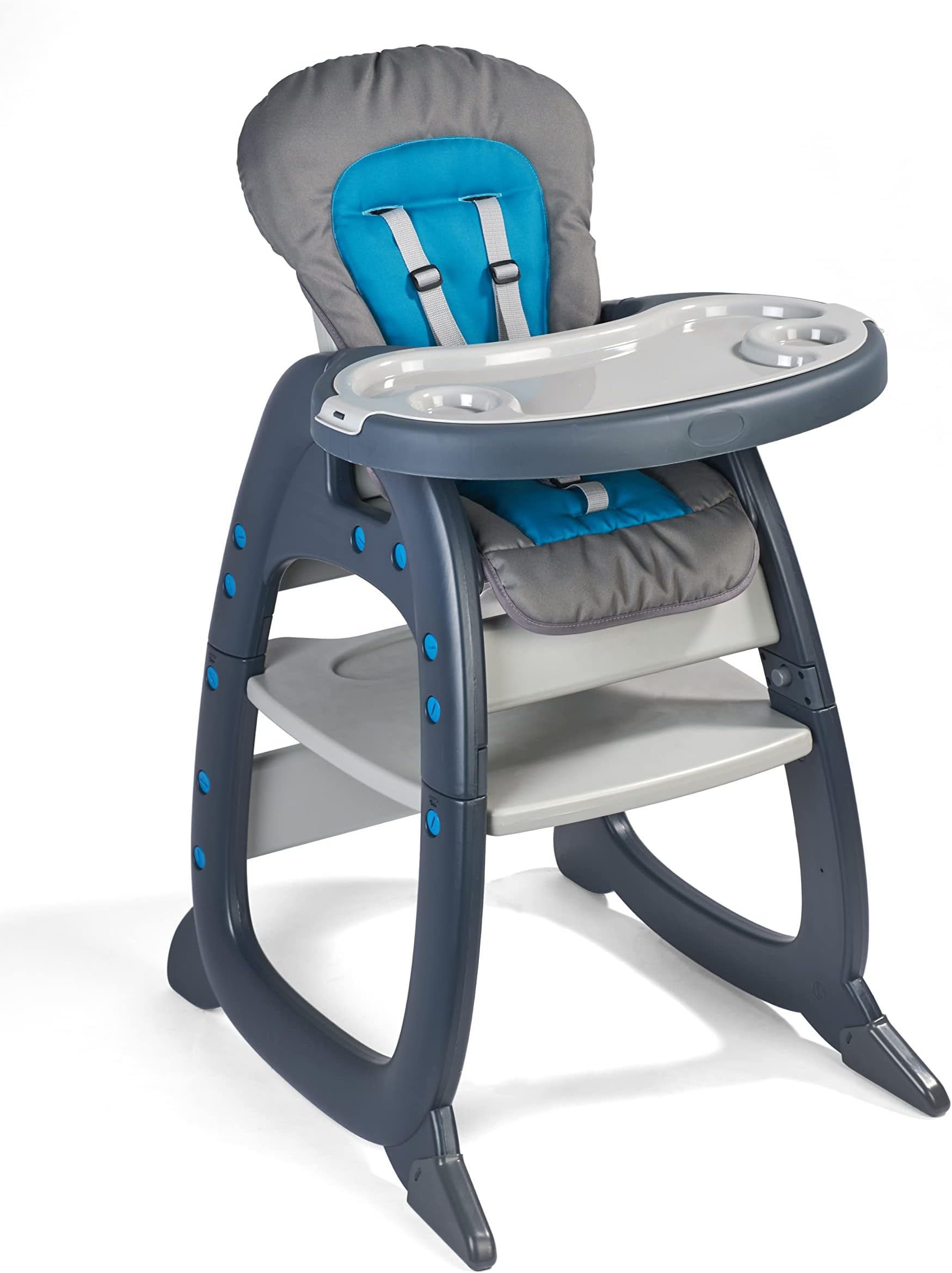 Badger Basket Envee II Convertible Baby High Chair with Infant Feeding Seat, Booster Seat, and Toddler Desk with Chair - Charcoal/Teal