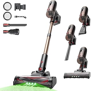 Aspiradora sin Cable 50Mins/50KPa/500W, Proscenic P11 Ultra Ligera y Autónoma, Aspiradora Escoba Vertical Potente con Luz Verde, Cepillo Antienredos y Pantalla LED, Alfombras/Suelos/Pelo de Mascotas