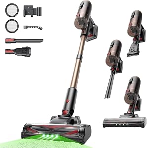 Proscenic P11 Ultra Aspiradora sin Cable 50KPa/500W/50Min, cepillo antienredos, pantalla LED, luz verde, para alfombras/suelos/pelo mascotas