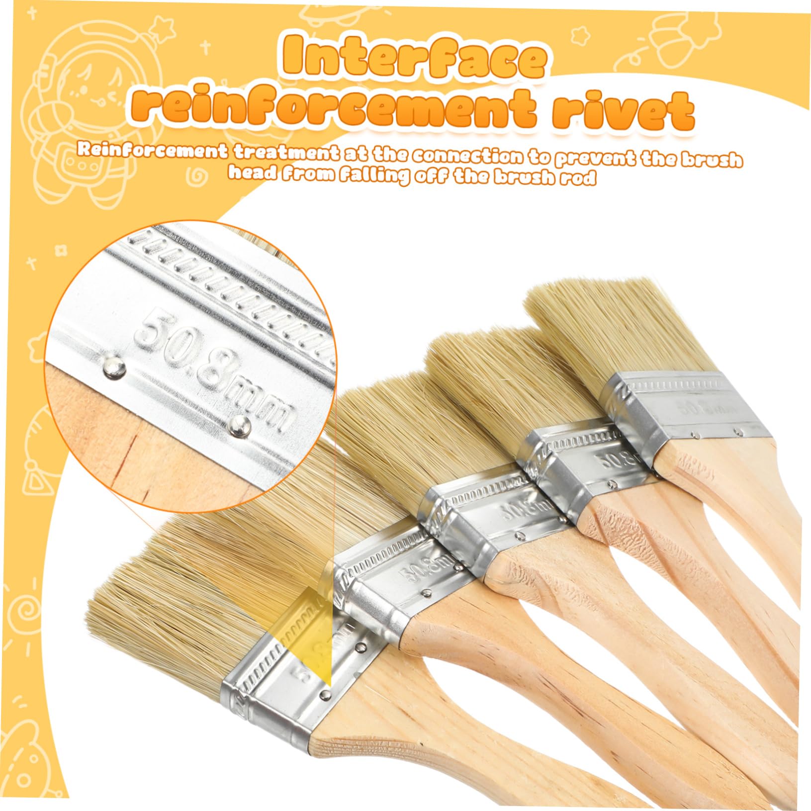 Hemobllo 30 Pezzi Pennelli Pittura Legno Spesso Pennelli Piatti Antigoccia per Vernice Olio e Smalti Set Applicatori Precisione per Mobili e Casa