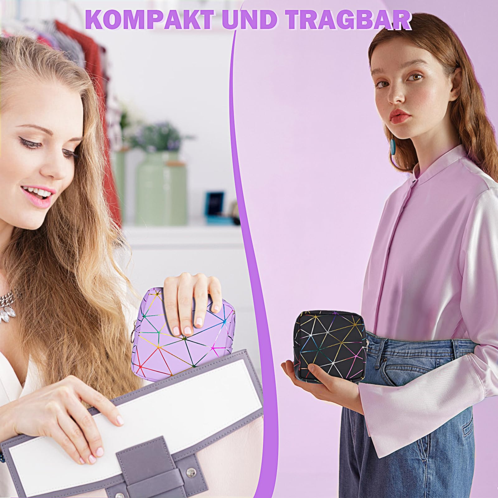 Likesing Tampon etui na chusteczki higieniczne 2 sztuki PU skóra nieprzemakalny czarny fioletowy