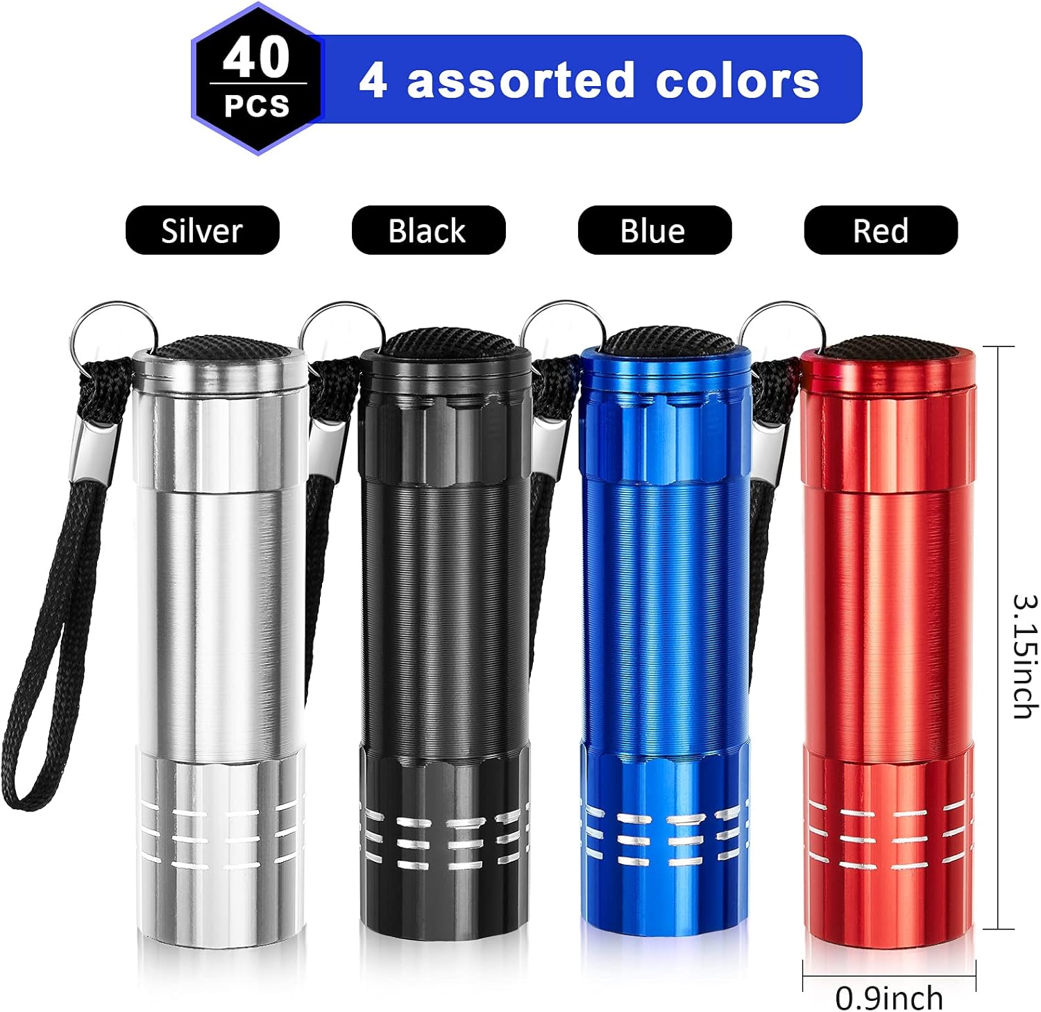 Mudder 40 Pack UV Flashlight Black Light Mini UV Handheld Blacklight Flashlights with Lanyard Assorted Colors Detector for Pet Urine and Dry Stains Handheld Blacklight for Scorpion Hunting