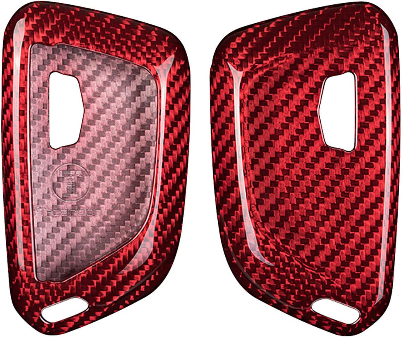 Genuine Carbon Fiber Key Fob Cover for Cadillac ATS for CT4 for CT5 CT6 Escalade ESV XT4 XT5 XTS 2020-2023 Smart Car Remote Key Fob Case for Men Women - Red