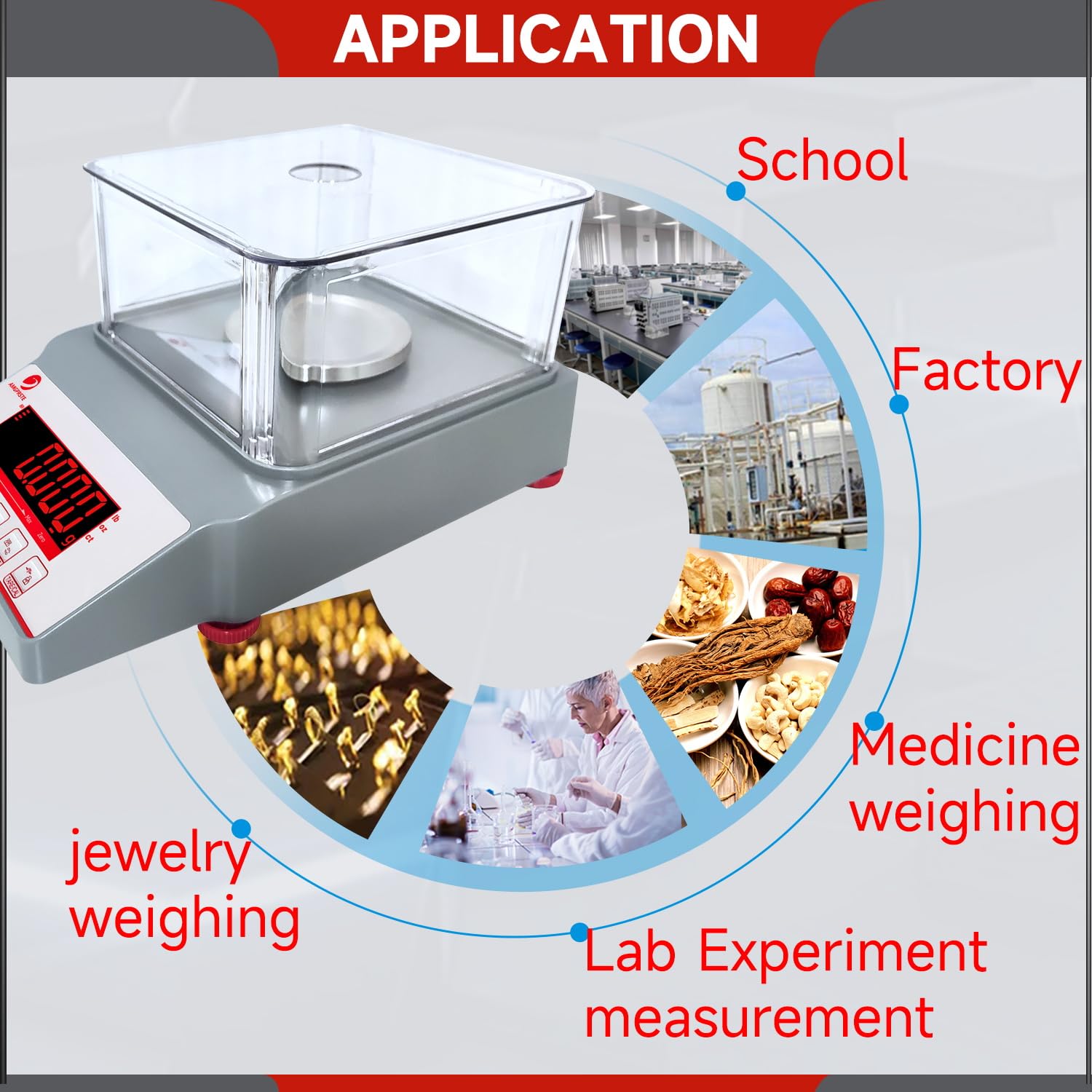 300gx0.001g Digital Accurate Grams Scale Lab Analytical Electronic Balance Lab Milligram Scale Laboratory Industrial Counting Scale Jewelry Weighing with Calibration Weight RS232 Port
