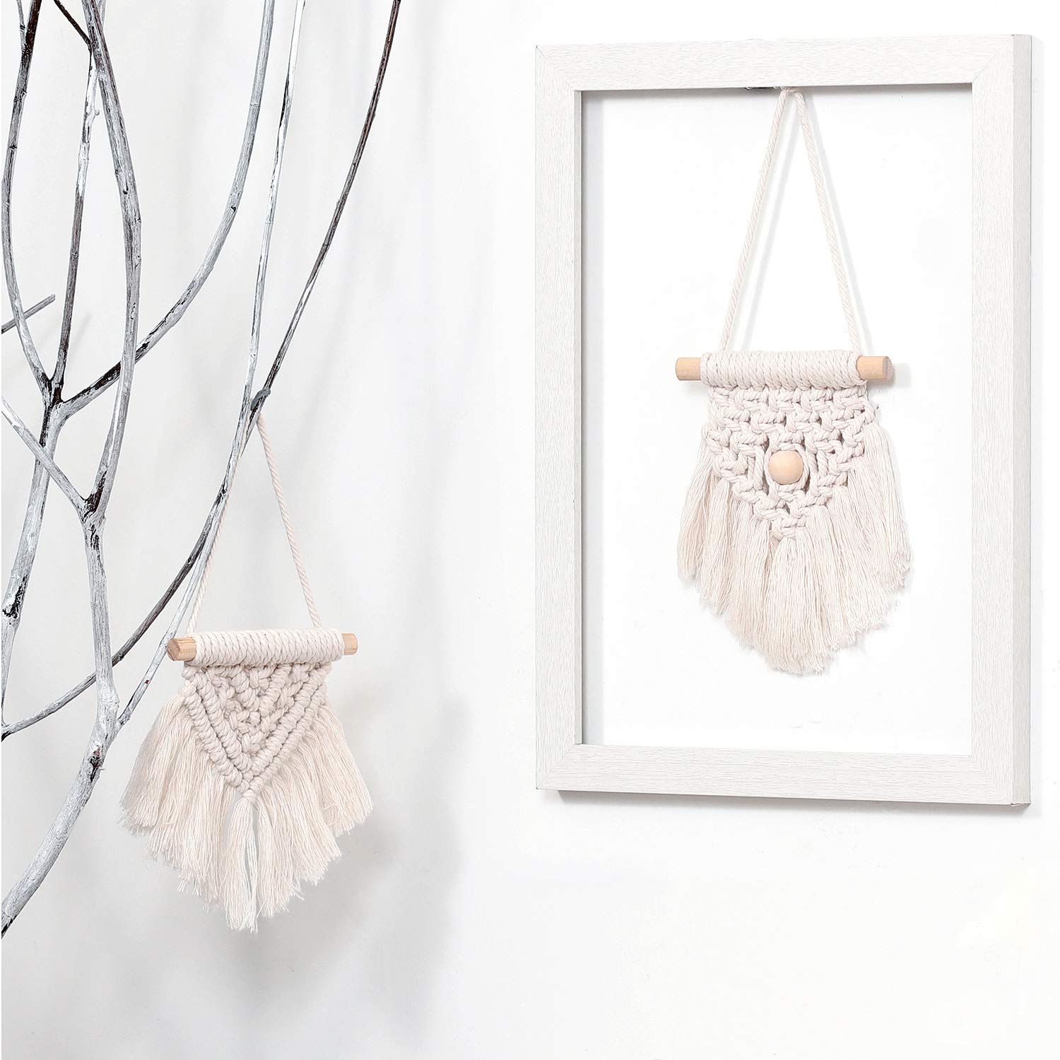 Gotetiso Lot 5 Mini Tapisseries Macramé Murales - Décoration Bohème Suspendue