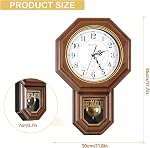 Pendulum Wall Clock Battery Operated, Imitation Wood Plastic Regulator Clock with Pendulum,Vintage Decorative Wall Clocks for Living Room,Farmhouse,Office,Bedroom,Kitchen,Wall Decor