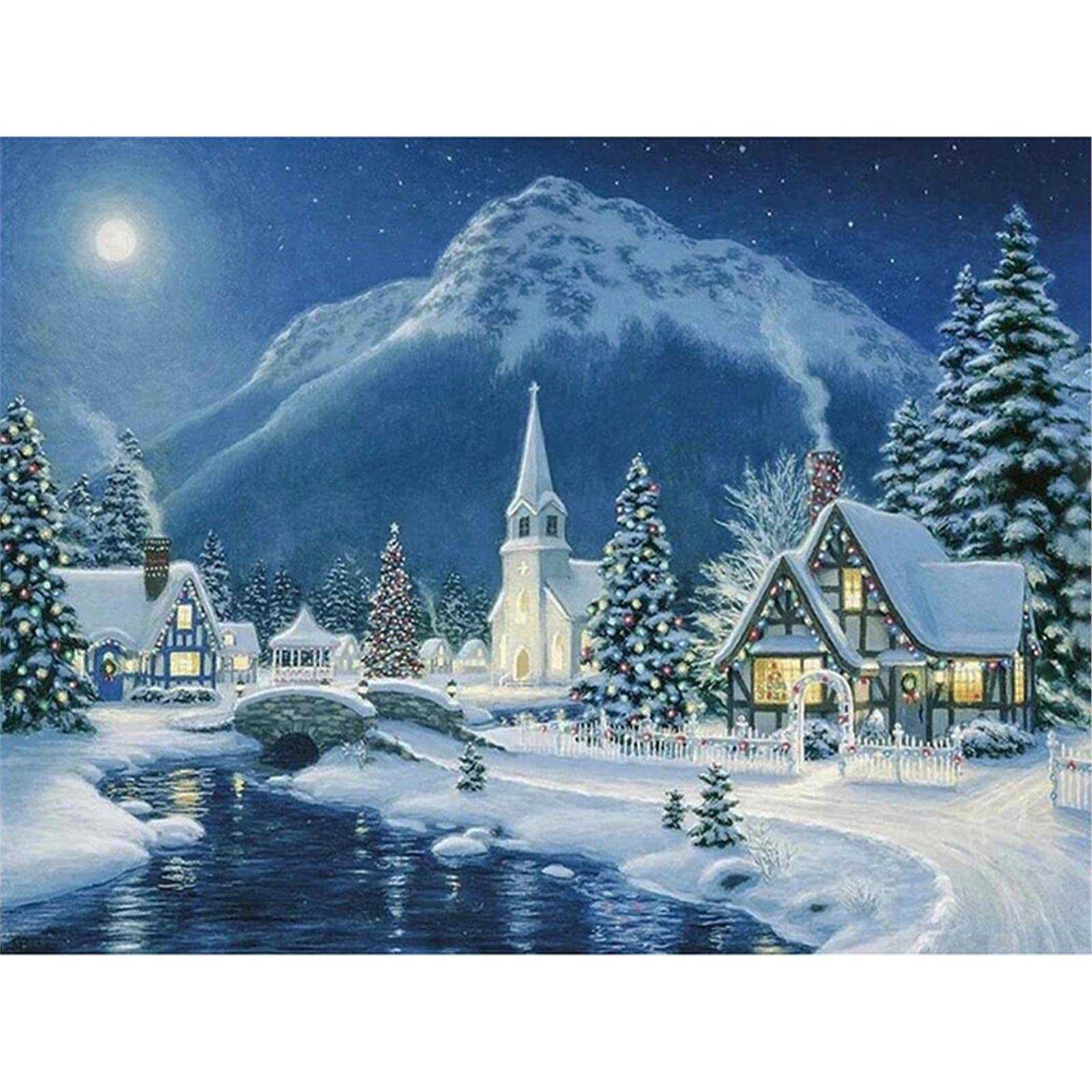 Diamond Painting Natale Notte Kit per Diamond Painting Bambini Pittura con Cristalli Ricamo a Punto Croce Pittura Diamante Quadri con Perline Kit Pittura Decorazione per Casa Pareti(20x40in)-H87