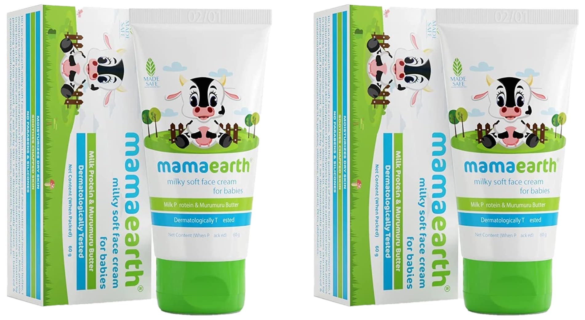 Mamaearth Milky Soft Natural Baby Face Cream for Babies, For All Skin Types 60 g (Pack of 2)-image-36