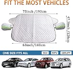 Car Windshield Snow Cover Winter Frost Guard Windshield Cover 4 Layers Thickness Ice Snow Protector Covers with Side Mirrors Cover Sun Shade Waterproof Dust Cover and in All Weather 75 * 45inch