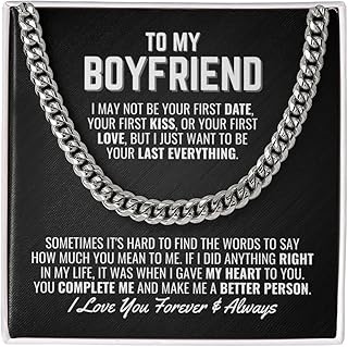 To My Boyfriend Cuban Chain Necklace, Gift For Boyfriend From Girlfriend, Birthday Gift For Boyfriend, Girlfriend Boyfriend Necklace Chain With Luxury Box