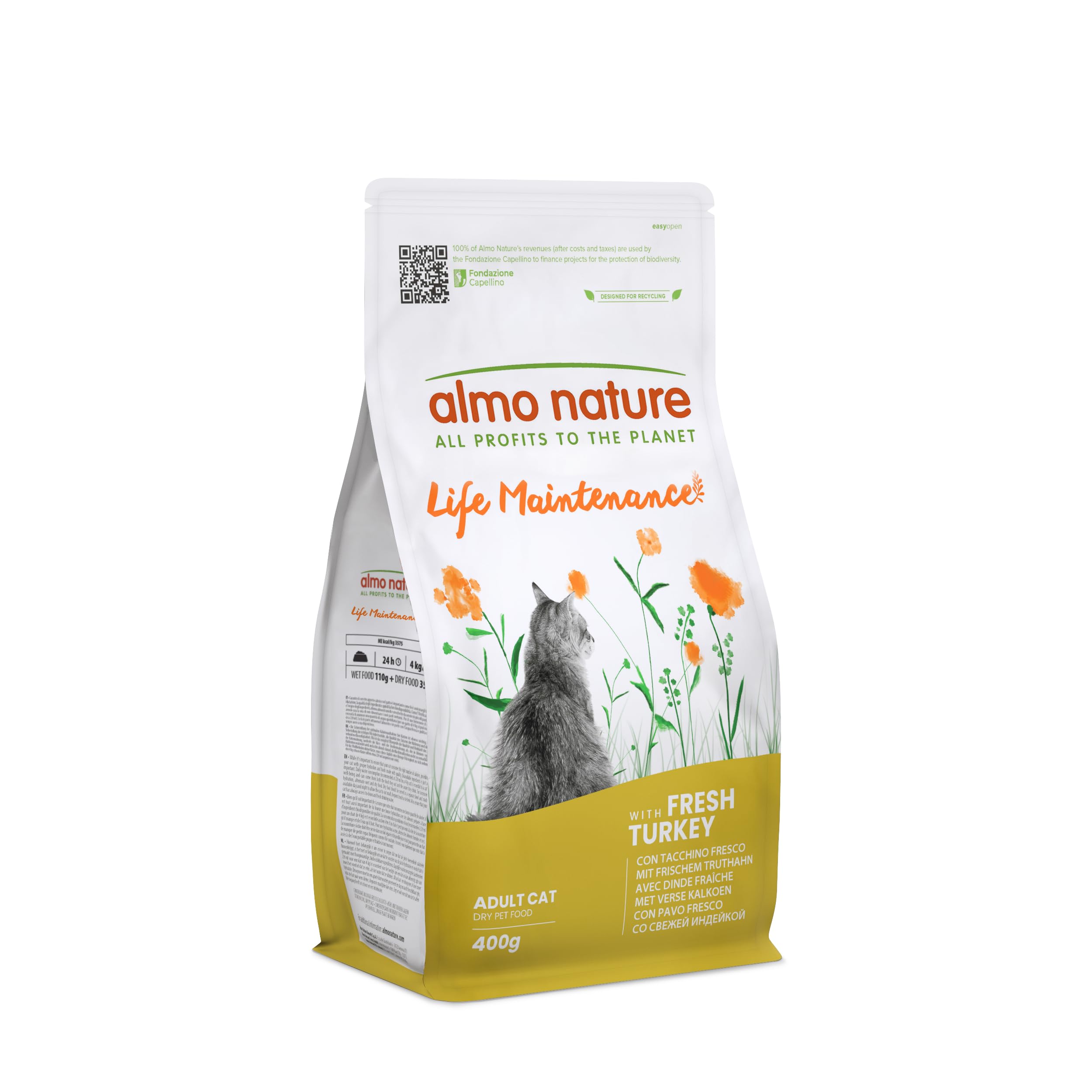 Almo Nature Life Maintenance, Trockenfutter Katze Adulto mit Frischer Truthahn | Packung mit 400 g