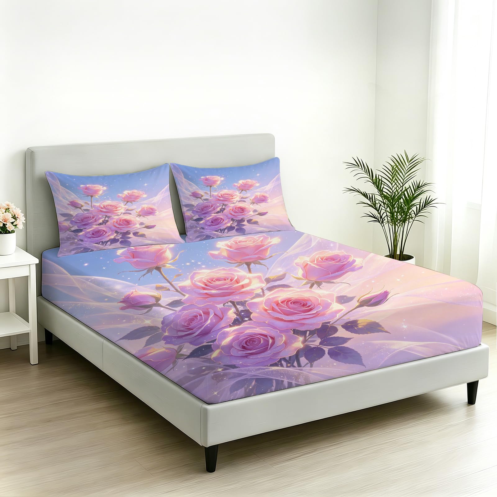 Sábana Bajera Ajustable 150 x 200 Rosa Romántico Onírico