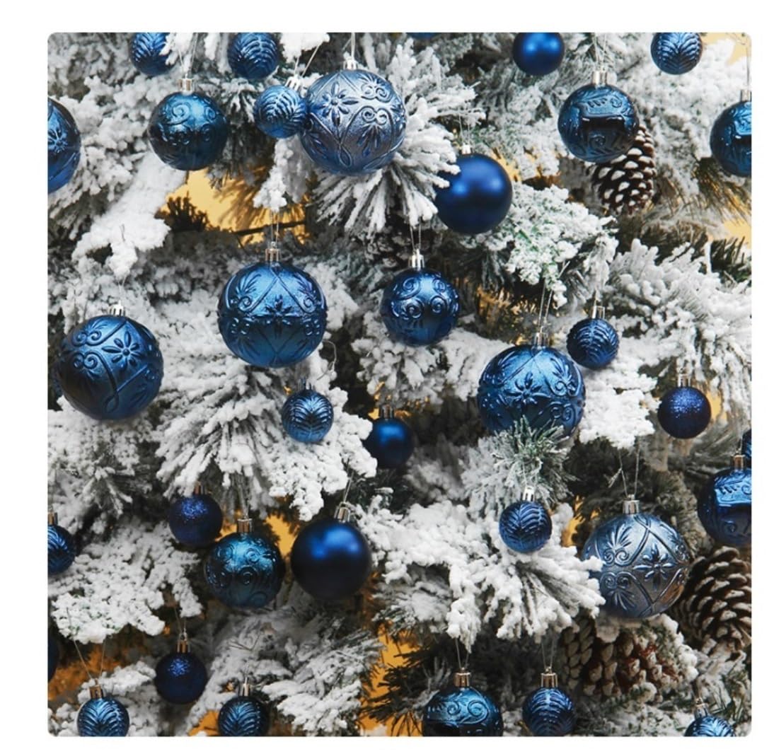 Weihnachtskugeln 50-teiliges Weihnachtskugel-Set, Champagner-Christbaumschmuck, Bruchsicherer Weihnachtsbaum, Heimdekoration Dekoration(Blue)