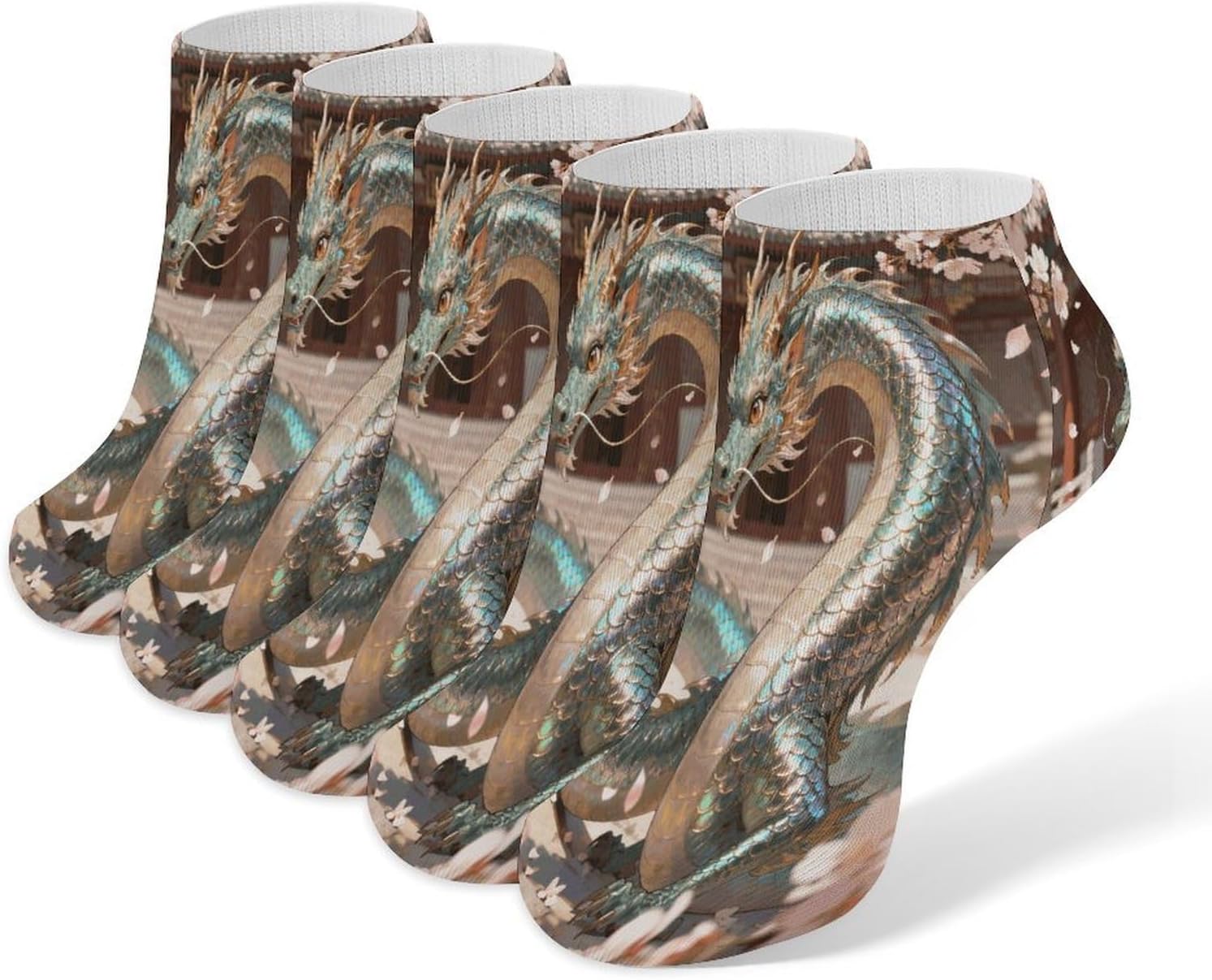 Oriental Dragon Crew Sock for Men Women Funny Novelty Socks Athletic Ankle Socks Comfort Soft Low Cut Tab Sock 5 Pairs