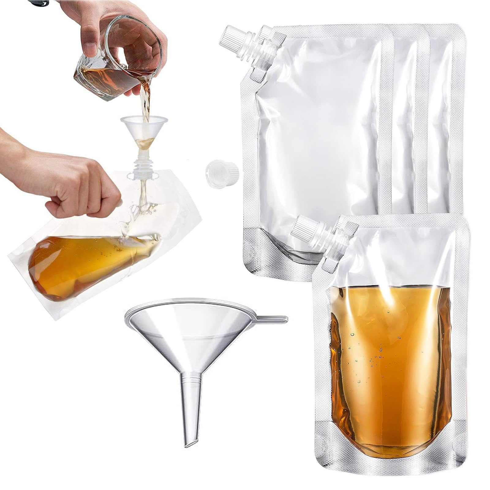 12Pcs Plastic Flask Pouches Cruise Pouch Plastic Flasks Reusable Sneak Travel Drinking Leak-Proof BPA-Free for Travel Outdoor Sports Concerts Events (12pcs:4 * 8oz, 4 * 4oz, 4 * 1.7oz)