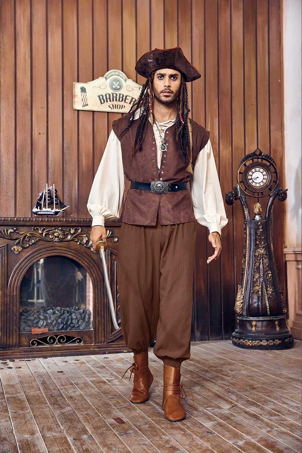Gafeng Mens Pirate Pants Medieval Renaissance Knicker Halloween Costume