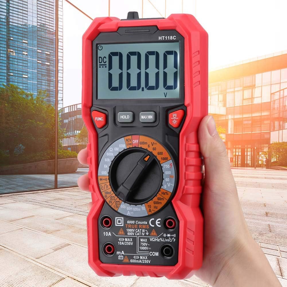 AC DC Multimeter, Handheld Digital Multimeter, ACDC Volt Amp Ohm Capacitance Hz Temp Tester with Flashlight, Multimeter, Multi Testers
