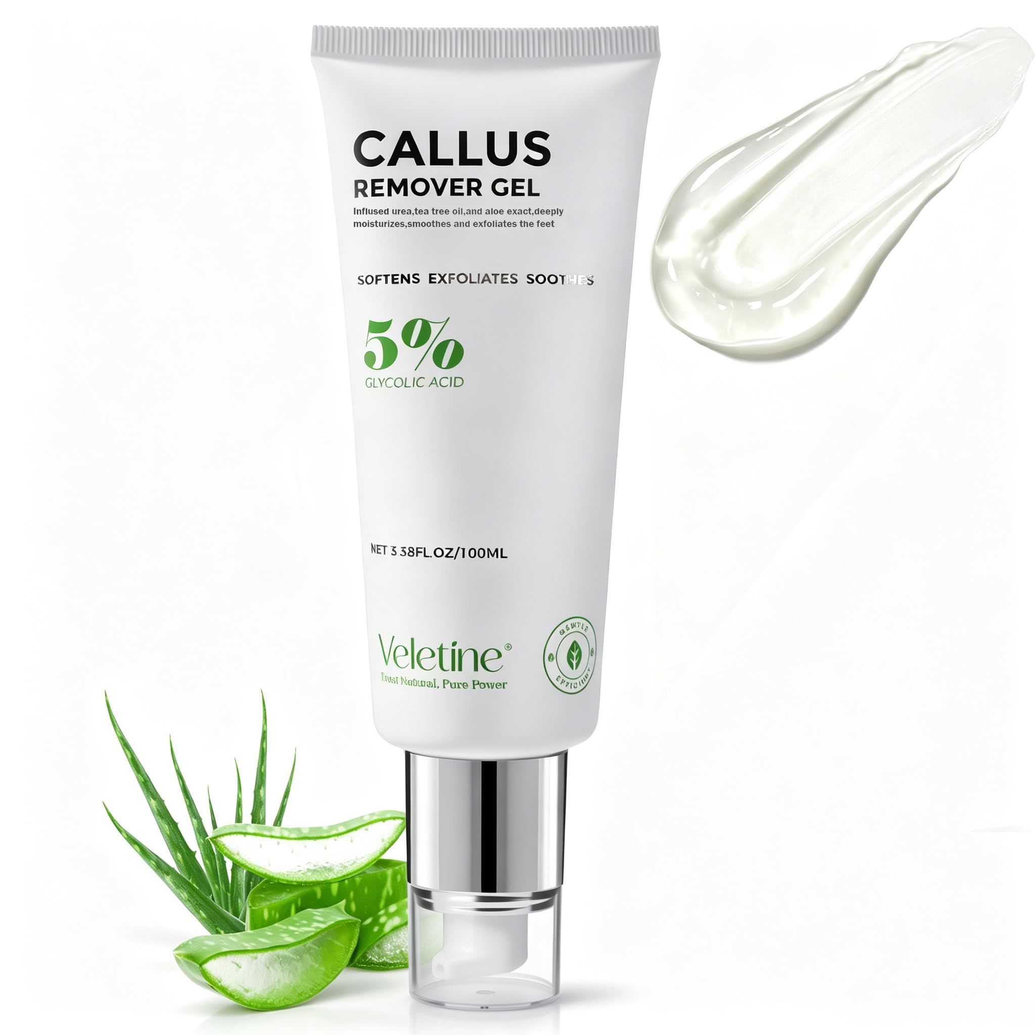 Callus Remover Gel for Feet with Tea Tree Oil & Aloe Extract for Dry Skin,Rough Calluses and Cracked Heels 3.38oz/100ml