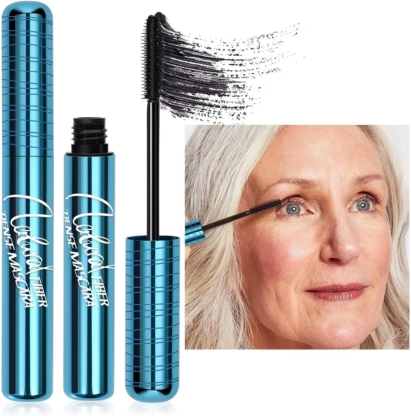 Volumizing Mascara for Older Women 60 Plus - Lengthening & Thickening Formula, Smudge-Proof, Clump-Free, Waterproof Mascara for Thin Lashes, Ultra-Defining Lash Lift for Mature Eyes (Black, 1)