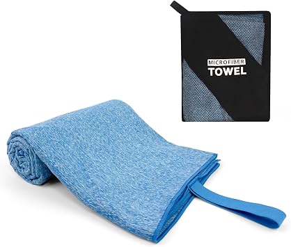 Microfiber Camping Towel Quick Dry,Lightweight Fast Drying Body Towel for Travel Beach Hiking Backpacking Swimming PoolBlue, 1 Pack L30X60 Inch