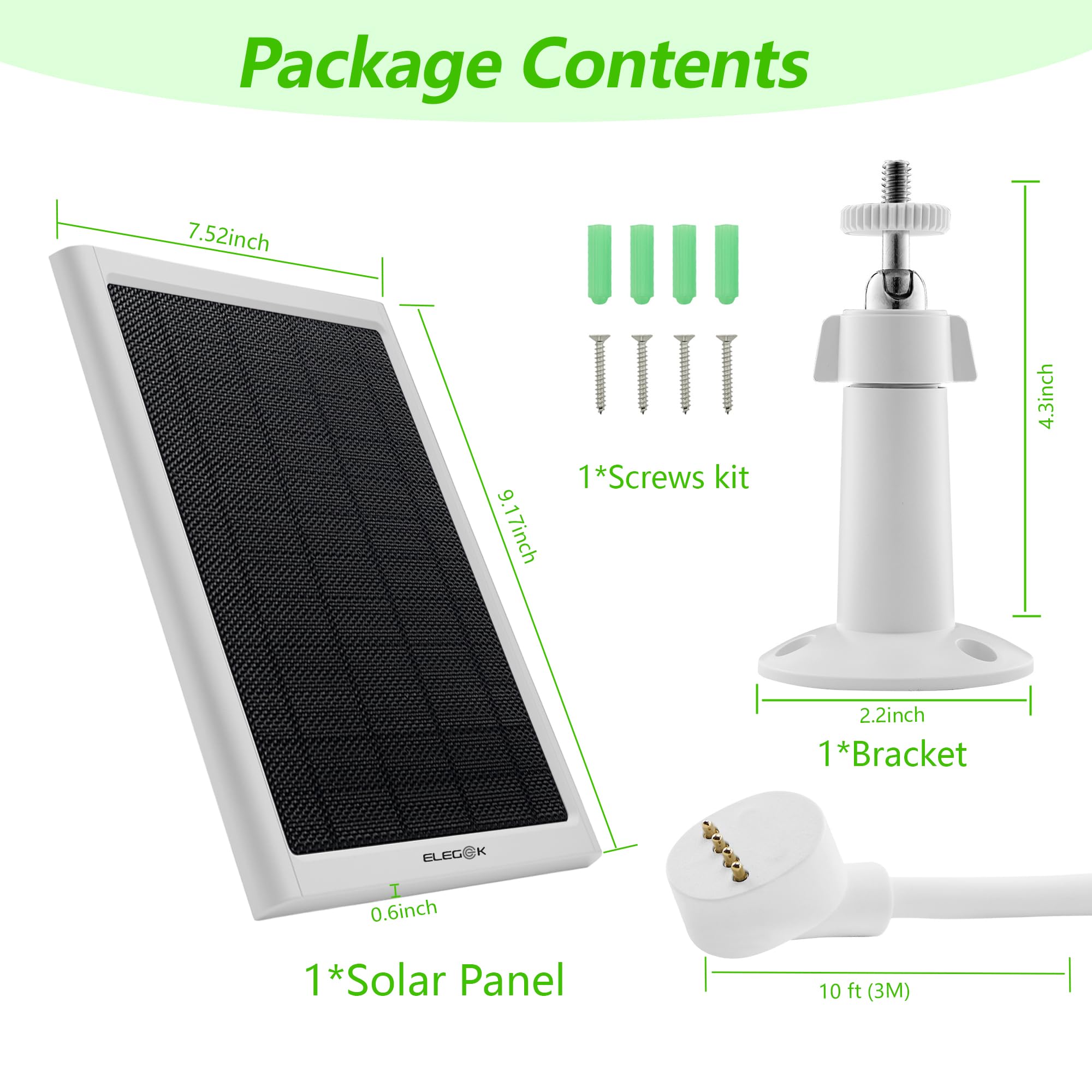 Lot de 2 panneaux solaires 8 W pour Google Nest Cam extérieur ou intérieur, batterie – haute puissance solaire – panneaux solaires pour appareil photo fabriqués pour Google Nest – Blanc