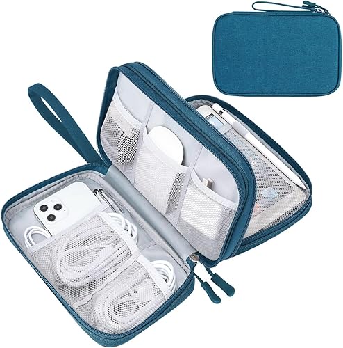 Miniatura 51 de FYY Organizador electrónico, organizador de cables de viaje, bolsa organizadora de cables electrónicos, funda de transporte, portátil, impermeable,