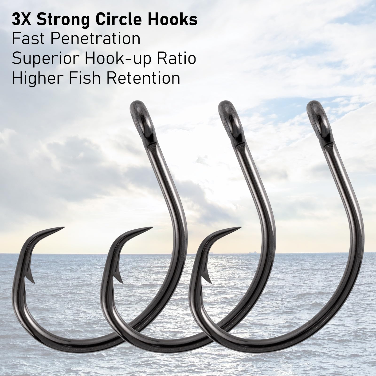 Dr.Fish 30 Pack Fishing Circle Hook 3X Strong in-Line Live Bait Hook Black Nickel Sharp Non-Offset Wide Gap Saltwater Mackerel Striper Catfish Bass Tuna Freshwater #1/0 : Sports & Outdoors