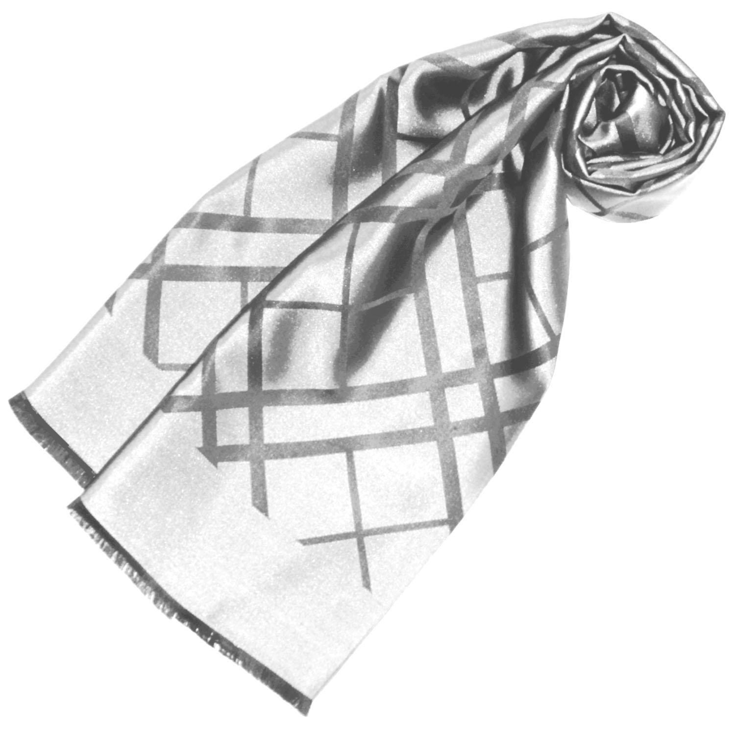 Lorenzo Cana Herren Schal aus 100% Seide aufwändig jacquardgewebt Damast Seidenschal Seidentuch Männertuch 25 cm x 160 cm silbergrau 8923211