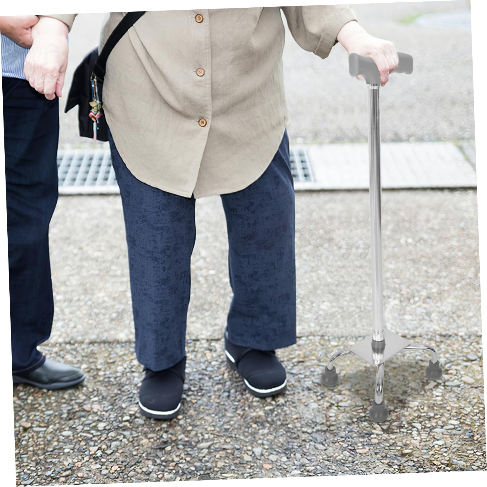 Bastón de Cuatro Patas de Aluminio para Adultos Base Grande | Base Antideslizante, Estructura Ligera, Abs y Aleación de Aluminio, para Movilidad Reducida