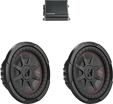 KICKER Comp RT 10 in Woofer Two-Pack 46CXA8001 Amp Bundle