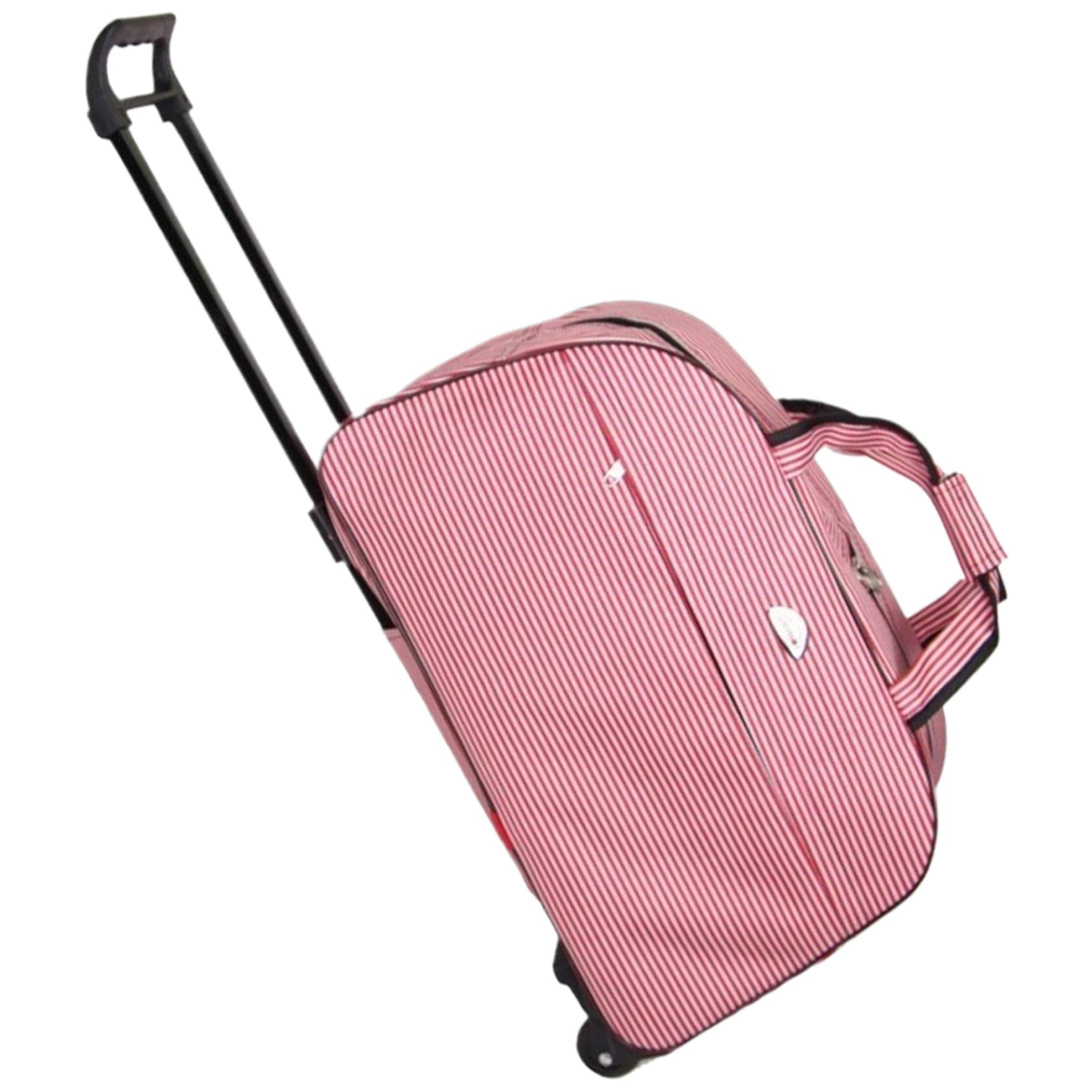 Bolso de Lona con Ruedas y Mango, Bolsa de Viaje con Ruedas a Prueba de Agua de Gran Capacidad para Mujeres para Hombres, Rayas de Color Blanco Rojo