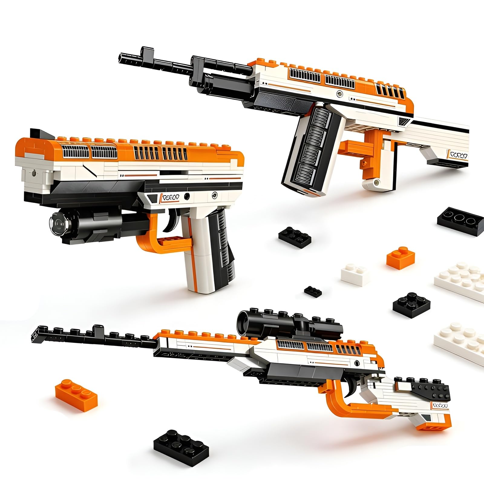 QuirkQuest 3-in-1 Weapon Building Blocks Set, 272pcs Military Rifle & Pistol & Sniper Rifle Building Bricks Kit, STEM Bricks Gun Model Toy, Ideas for Military Enthusiasts & Adults