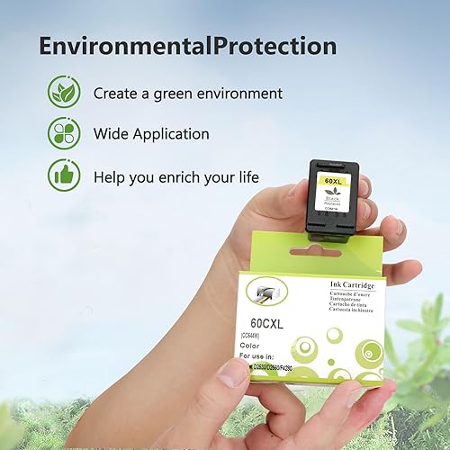 Miniatura 6 de Paquete combinado de cartuchos de tinta 60XL para impresora HP 60 XL Photosmart D110 C4680, Deskjet D2680 F2430 F4210, 1 negro, 1 tricolor, larga