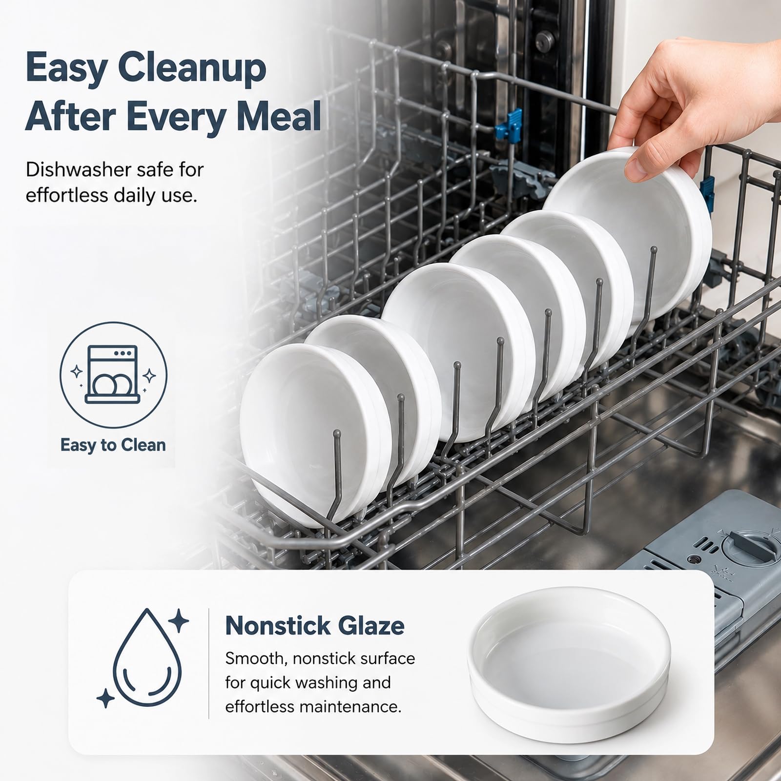 ONEMORE Creme Brulee Ramekins - Platos de cerámica para hornear de 4 onzas, juego de ramequines aptos para horno, tazas pequeñas de porcelana para soufflé, natillas, salsa de inmersión, utensilios de