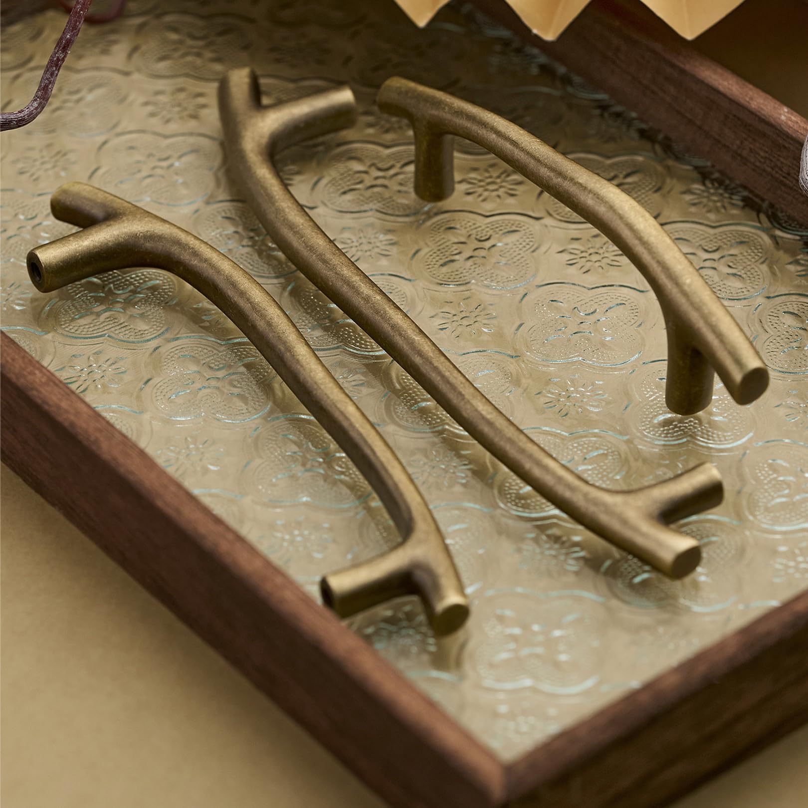 2 Stück Möbelgriffe Schrankgriffe Türgriffe Küche Schrankgriffe Vintage Messing Schubladengriffe T-Stangengriff Möbelknöpfe Griffe für Kleiderschrank,mit Schrauben (Lochabstand 160mm,Gold)