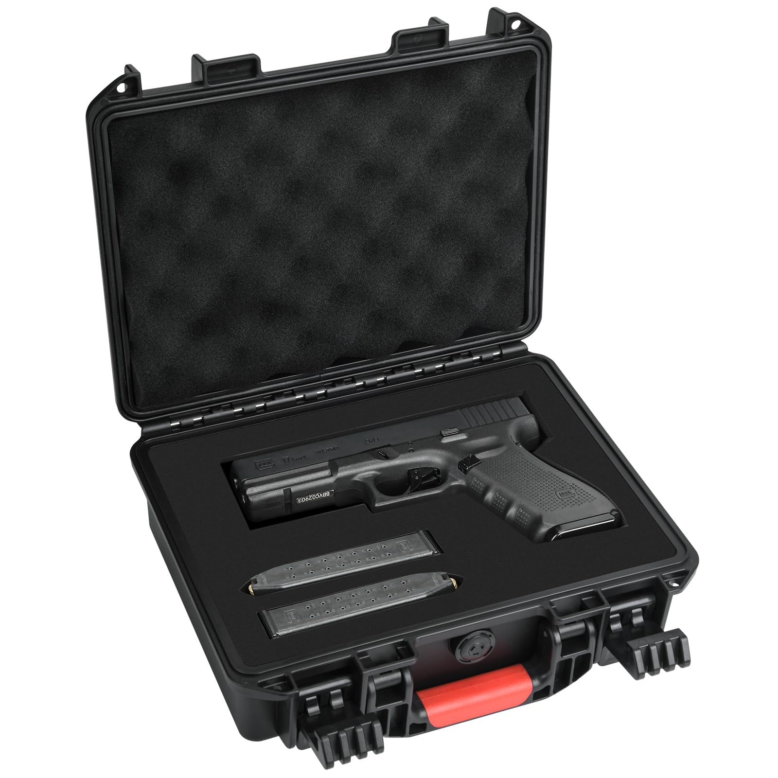 LOTOCASE Gun Case TSA Approved Pistol Case Hard Shell Waterproof with DIY Customizable Pre-cut Foam Insert - Travel Gun Case for Handgun Case 9mm