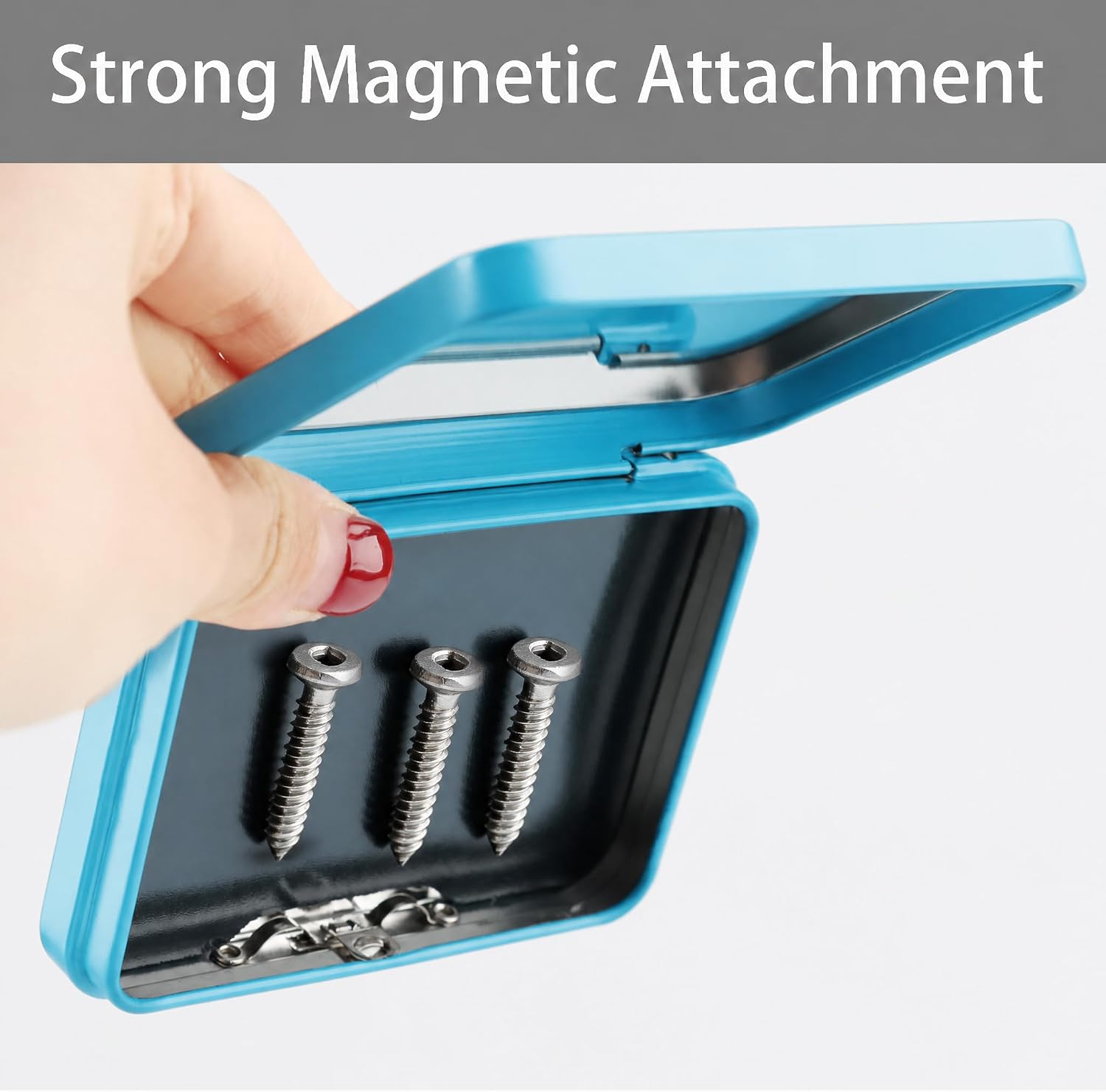 2Pcs Magnetic Needle Holder Case, Built-in Magnet Storage Box for Sewing Craft Knitting Embroidery Organizers, Secures Needles Pins Needlepoint Scissors Under 3.2inch/8.1cm(Blue)