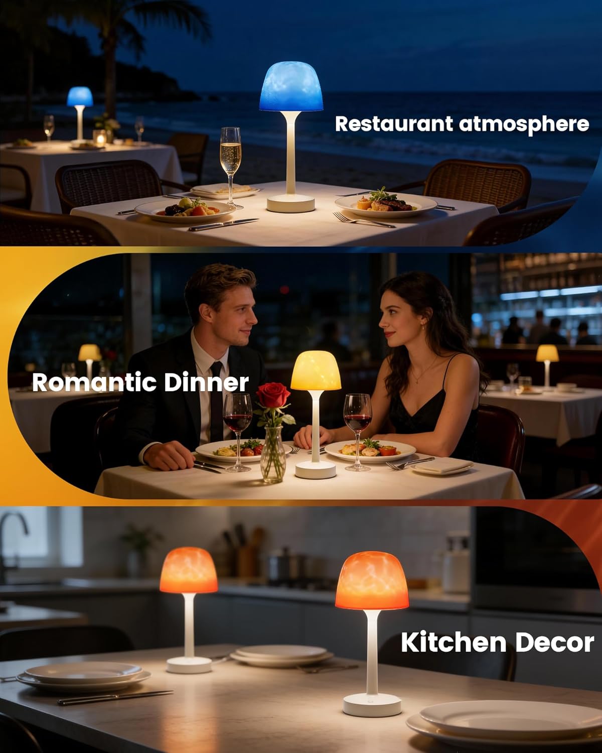 Waterproof Bathroom Shower Lamp with Ocean Wave Projector, 2-in-1 Table Night Light, 16 RGB Colors, 3 White Modes, 5000mAh Rechargeable USB-C Lamp with Touch & Remote for Spa Shower, Bedroom, Gifts - Image 9