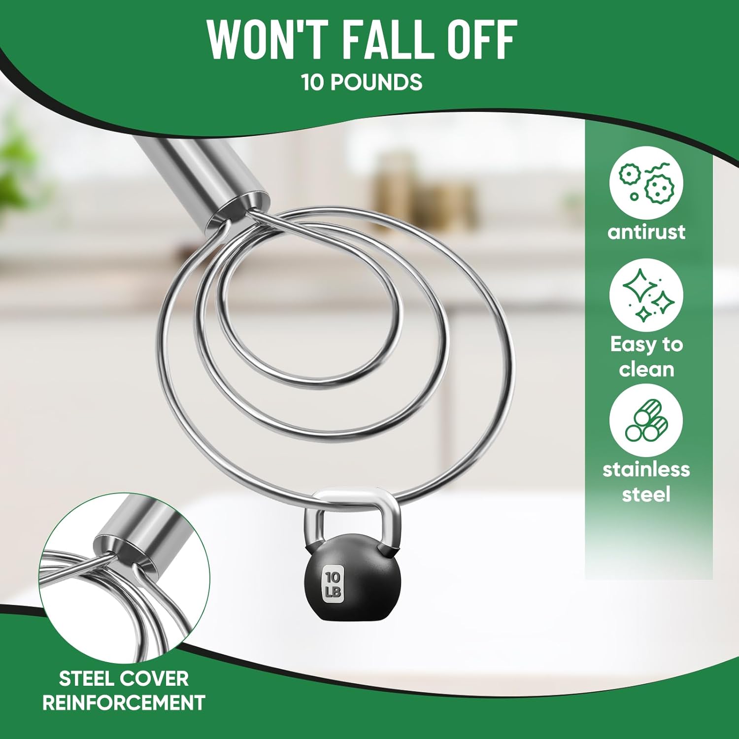 Danish Dough Whisk Stainless Steel Hook Dutch Bread Mixer Hand Tool for Sourdough Baking Making Blending Pastry Pizza - Image 2