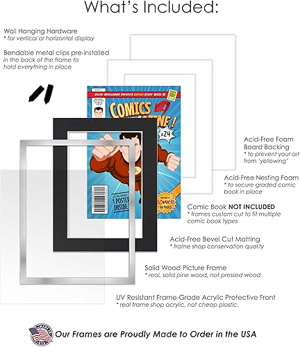 Miniatura 21 de Poster Palooza Marco de cómic con paspartú para 4 cómics de la era actual publicado después de 1985, marco de cómic negro para cómics de 6.875 x