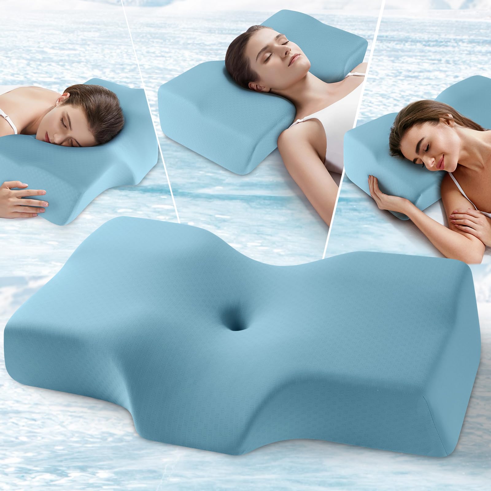 Cervical Memory Foam Pillow for Neck and Shoulder Pain - Adjustable Orthopedic Pillow with Hollow Design - Bed Pillow with Cooling Washable Cover for Side, Back & Stomach Sleepers