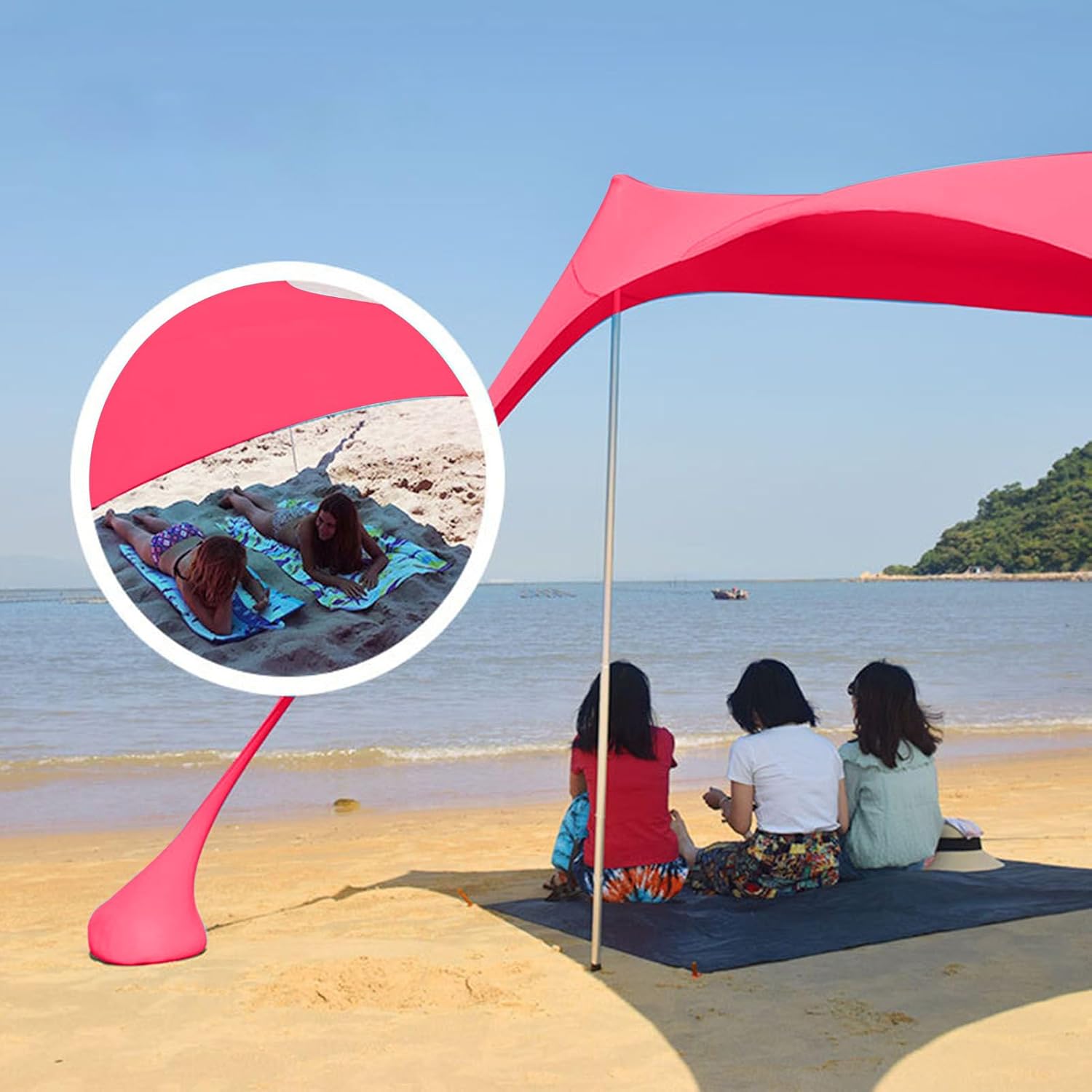 ビーチテント 日よけシェルター - 日よけキャンプシェード - 防風 通気性 ビーチテント スポーツフェス 公園ピクニック 釣り ア