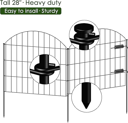 Miniatura 5 de 1 paquete de valla de jardín de metal, 5 paneles + 6 estacas, 1 paquete de valla de jardín de metal con puerta, 1 puerta + 4 paneles